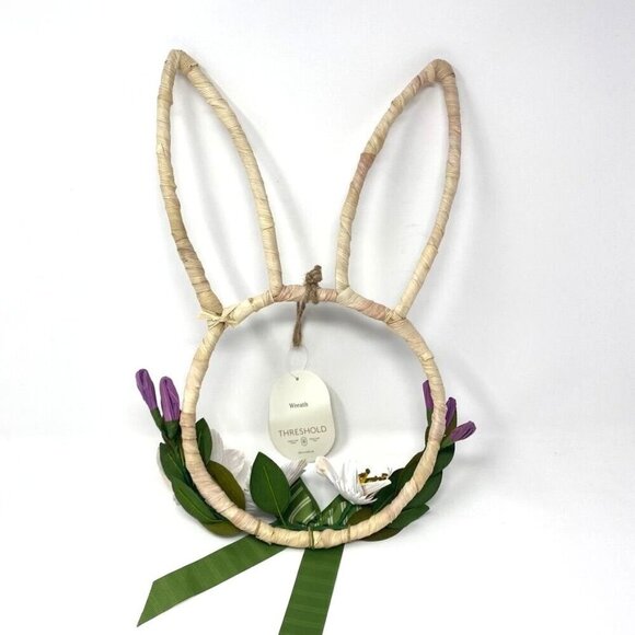 Target Easter Bunny Decorative Wreath Floral Ribbon Threshold™ 20.5" Height - Picture 6 of 7